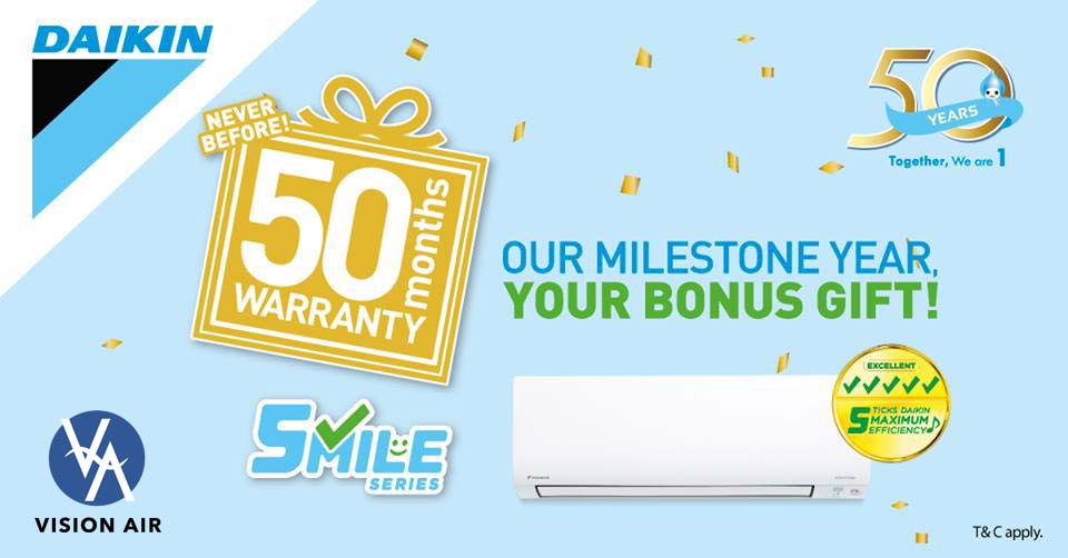 Daikin Singapore 50 Months Warranty Promotion!