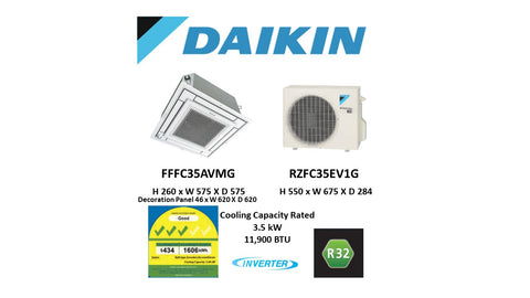 (NEW) Daikin R32 Skyair Single Split Inverter System Ceiling Cassette - RZFC35EV1G / FFFC35AVMG (12000 BTU) √√√