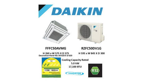(NEW) Daikin R32 Skyair Single Split Inverter System Ceiling Cassette - RZFC50DV1G / FFFC50AVMG (18000 BTU) √√