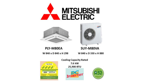 (NEW) Mitsubishi Electric Starmex R32 Single Split Inverter System Ceiling Cassette - SUY-M80VA / PLY-M80EA (24000 BTU) √√√√