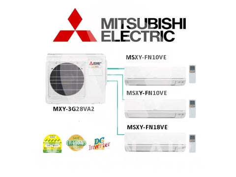 Mitsubishi Electric Starmex System 3 Inverter (5 Ticks) NEW: MXY-3G28VA2 / 2 X MSXY-FN10VE + 1 X MSXY-FN18VE