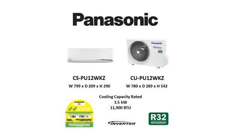 (NEW) Panasonic STANDARD R32 Single Split Inverter CU-PU12WKZ/CS-PU12WKZ (12000 BTU) √√