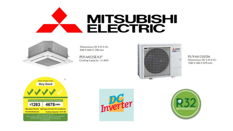 (NEW) Mitsubishi Electric Starmex R32 Single Split Inverter System Ceiling Cassette - PUYM125VDA / PLYM125EA3 (38000 BTU) √√√√