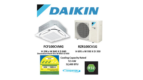 (NEW) Daikin R32 Skyair Single Split Inverter System Ceiling Cassette - RZF100CV1G / FCF100CVMG (32000 BTU) √√√