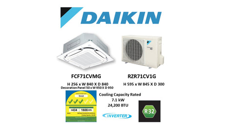 (NEW) Daikin R32 Skyair Single Split Inverter System Ceiling Cassette - RZF71CV1G / FCF71CVMG (24000 BTU) √√√