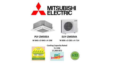 (NEW) Mitsubishi Electric Starmex R32 Single Split Inverter System Ceiling Cassette - SUY-ZM50VA / PLY-ZM50EA (18000 BTU) √√√√√