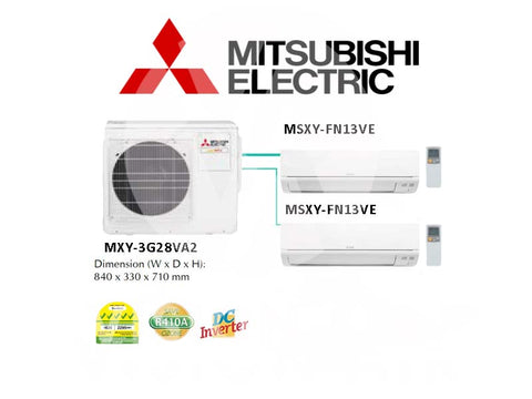 Mitsubishi Electric Starmex System 2 Inverter New (5 Ticks) NEW: MXY-3G28VA2 / 2 X MSXY-FN13VE