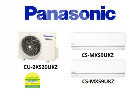 (NEW) PANASONIC MULTI-SPLIT SERIES SYSTEM 2 INVERTER SYSTEM (5 TICKS): CU-2XS20UKZ / CS-MXS9UKZ X 2