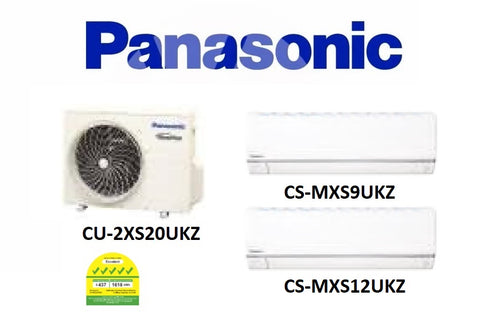 (NEW) PANASONIC MULTI-SPLIT SERIES SYSTEM 2 INVERTER SYSTEM (5 TICKS): CU-2XS20UKZ / CS-MXS9UKZ + CS-MXS12UKZ